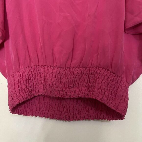 Akris Punto Blouse Top Pink Short Dolman Sleeves Silk Elastic Hem size 8 - Picture 5 of 8